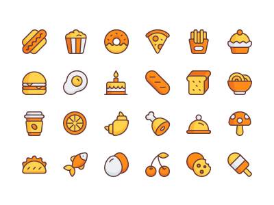 食物 饮料 面包 鸡腿 火腿  面包圈 flat icon源文件下载