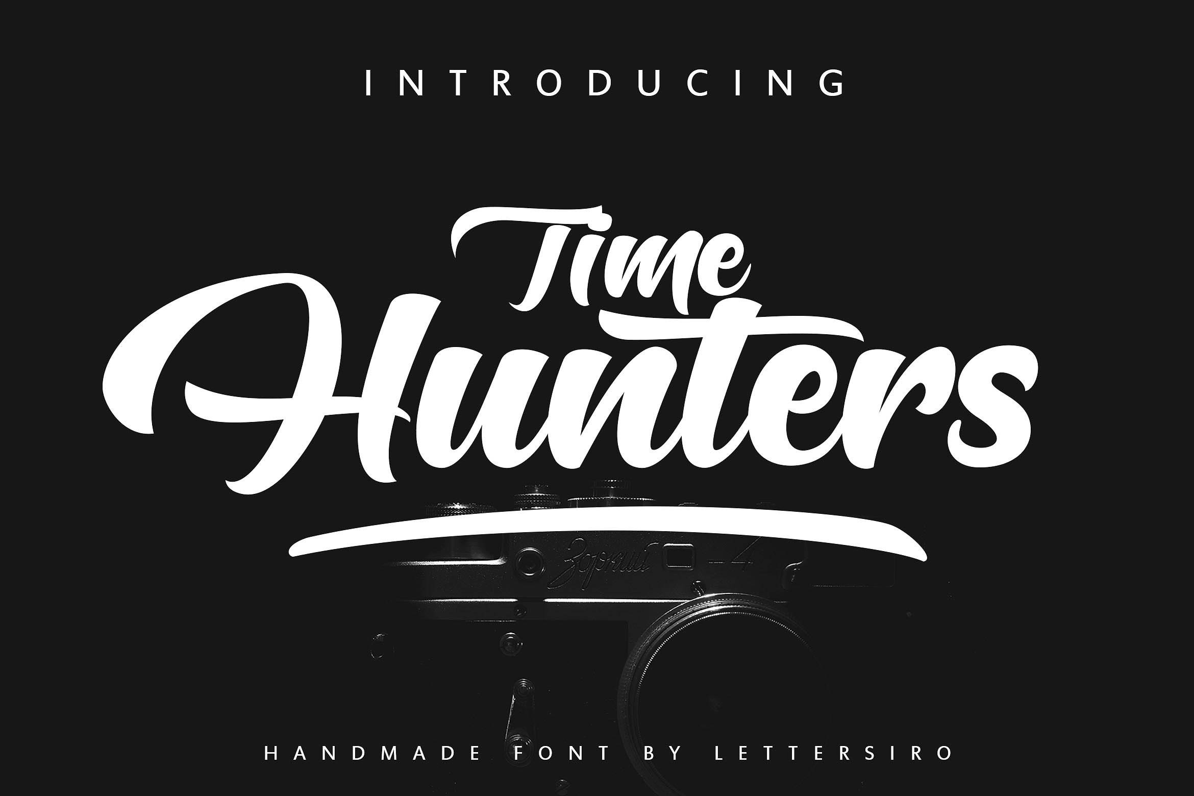Hunters手写连笔品牌logo海报英文字体下载
