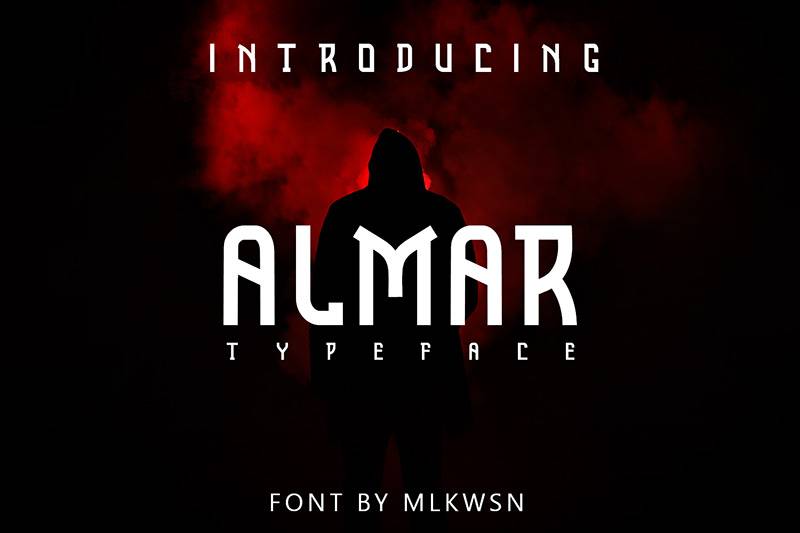 ALMAR影视海报主题创意logo英文字体下载
