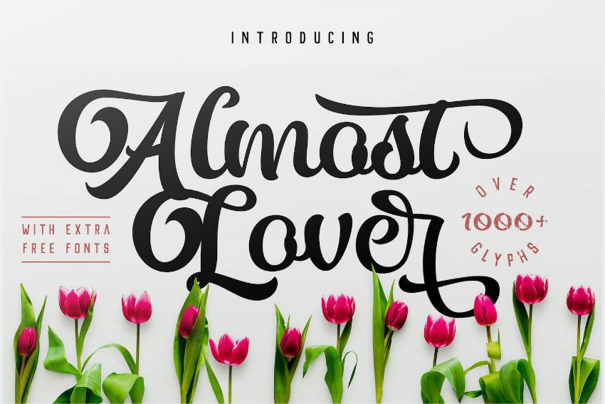 AlmostLover花体连笔时尚婚礼logo设计英文字体下载