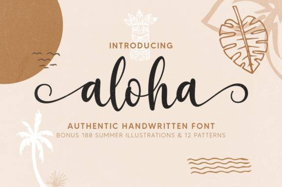 Aloha-连笔花体飘逸线条-英文手写体-英文字体下载