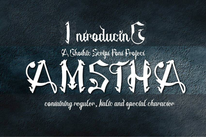 Amstha-个性纹身-哥特式字体-英文字体下载