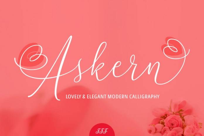 Askern-爱心婚礼花体-可爱的手写连笔-英文字体下载