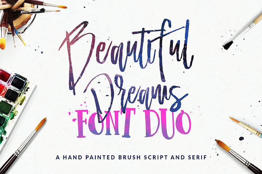 Beautiful Dreams手写笔触画笔纹理英文字体下载