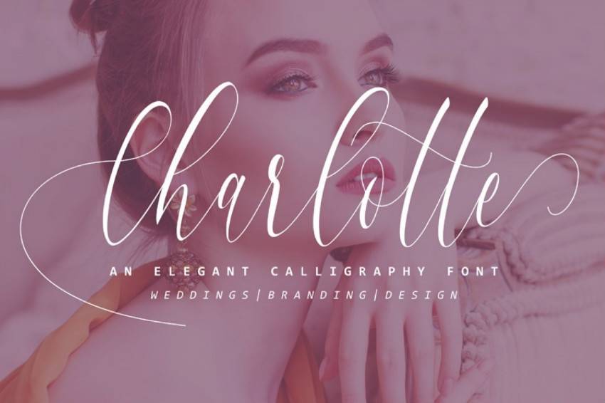2020年值得推荐好看的英文字体分享下载 Charlotte Calligraphy Slant RUS花体好看的婚礼连笔飘逸英文字体下载-topimage