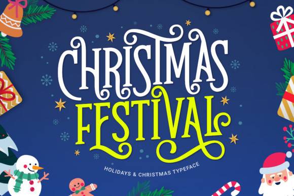 Christmas Festival-节假日飘逸-圣诞节线条花体-英文字体下载