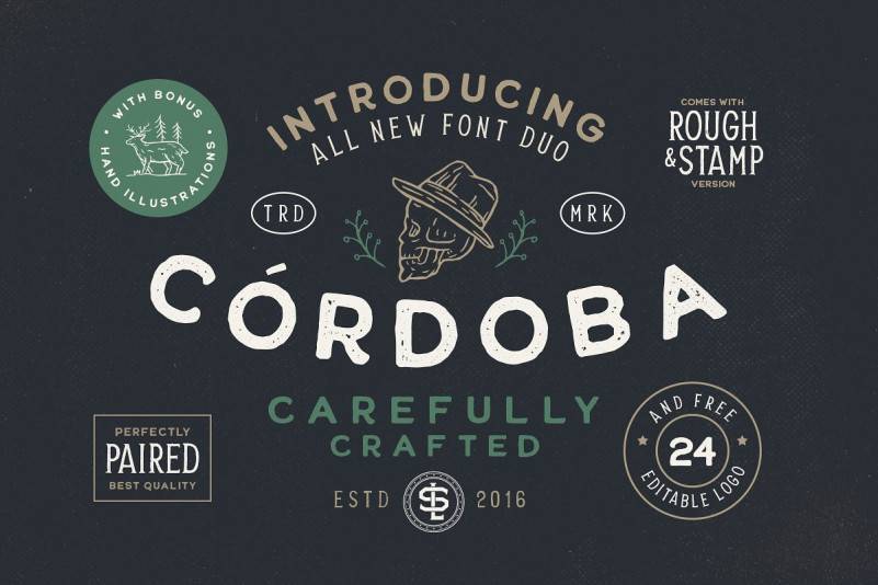 Cordoba圆润复古肌理logo英文字体下载