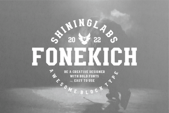 Fonekich等宽衬线复古logo设计英文字体下载