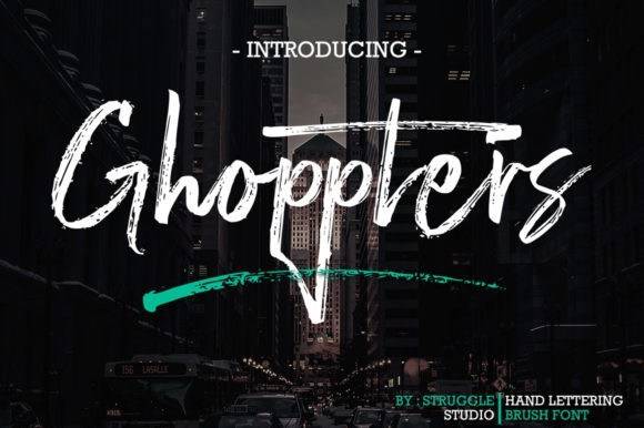 Ghoppters书法笔触笔刷手写涂鸦海报英文字体下载