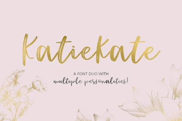 Katiekate手写连笔笔触婚礼好看的英文字体下载