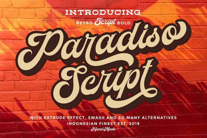 2020年值得推荐好看的英文字体分享下载 Paradiso时尚潮牌花体美式连笔好看的英文字体下载-topimage