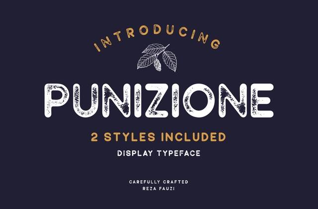 Punizione破损纹理现代圆润logo好看的英文字体下载