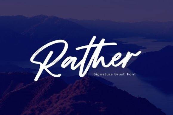 Rather手写笔刷粗签名连笔手绘大气英文字体下载