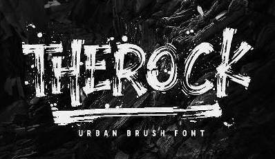 TheRock个性破损肌理手写笔刷涂鸦英文字体