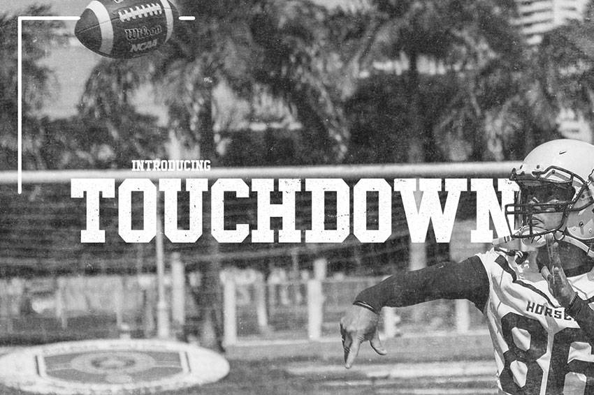 Touchdown现代等宽橄榄球服运动力量英文字体下载