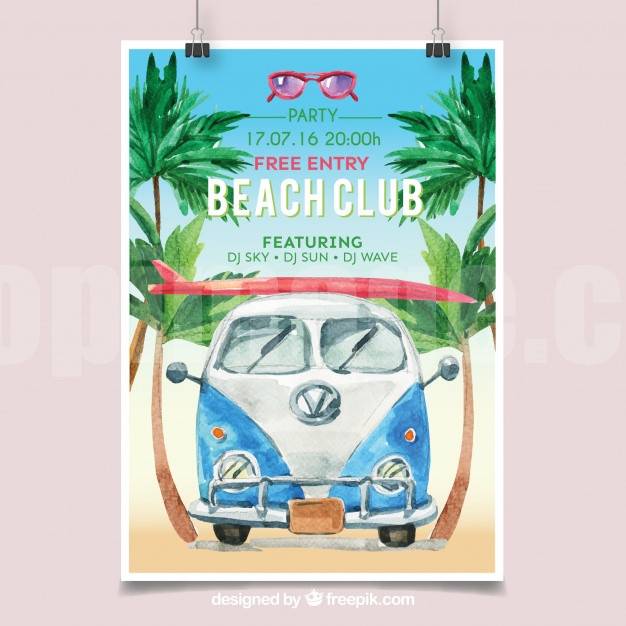 夏日沙滩海滨汽车旅行海报banner单页下载源文件