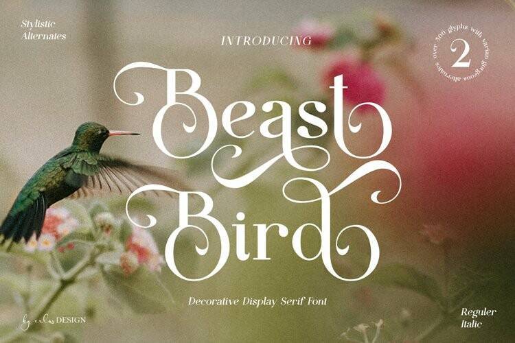 Beastbird好看的飘逸衬线体英文字体下载