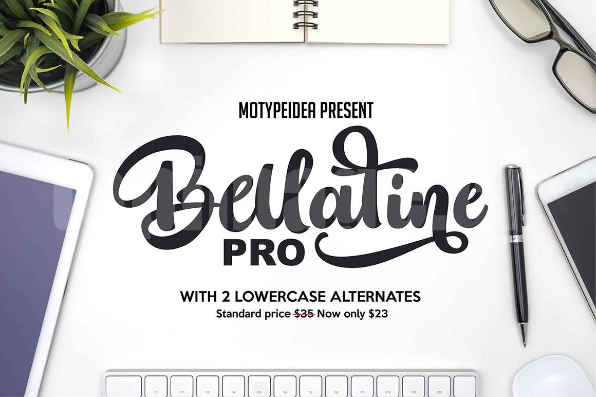Bellatine Pro手写手绘连笔飘逸质感海报英文艺术字体下载