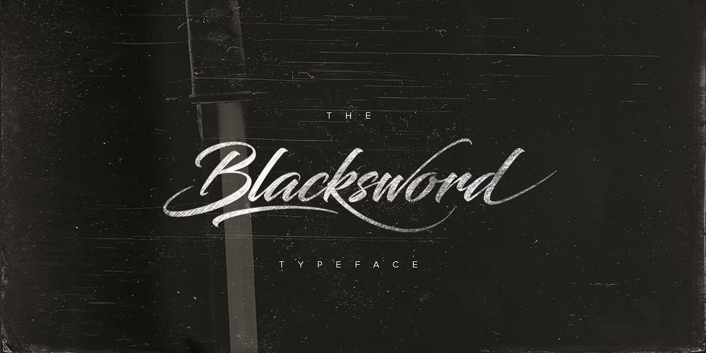 blacksword书法艺术字飘逸字体英文字体素材下载