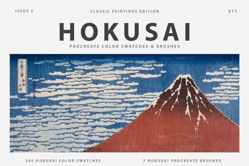 10款大师级油画procreate笔刷资源打包下载 日本北斋浮世绘经典日式绘画笔刷procreate资源百度云下载包含色卡