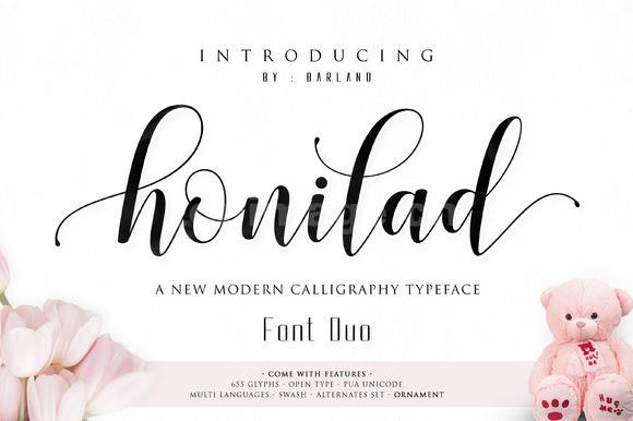 honilad手写书法飘逸英文字体下载