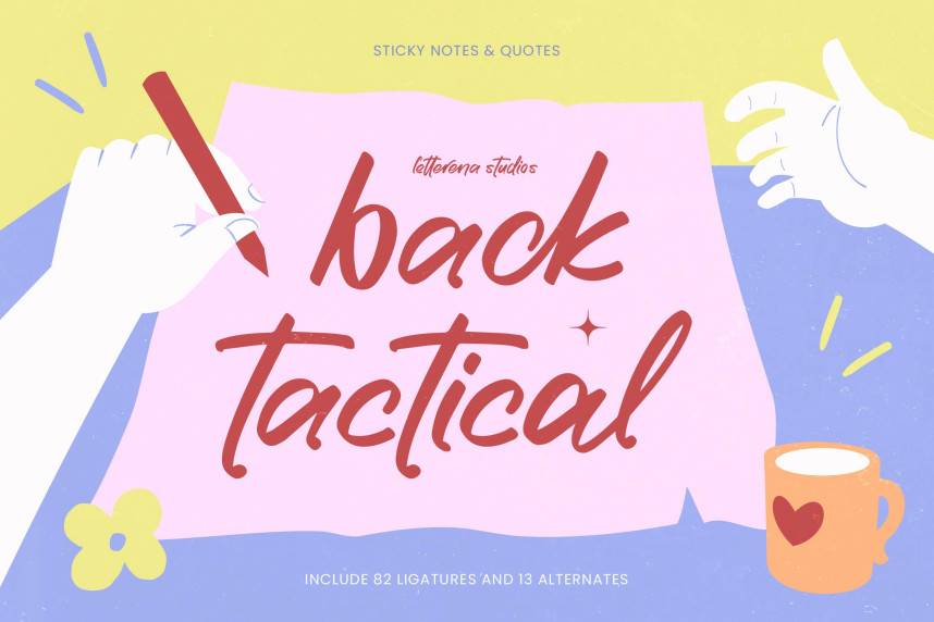 index Back Tactical – Sticky Notes 花体英文 英文字体免费下载