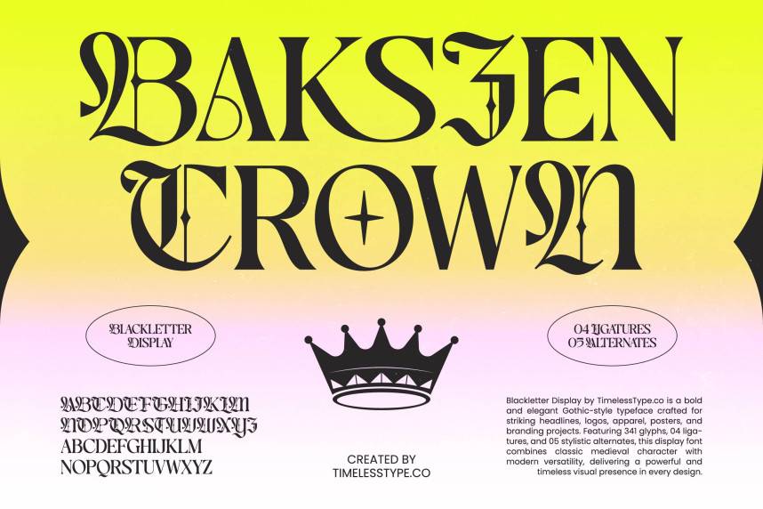index Bakszen Crown – Blackletter Display 哥特式 英文字体免费下载