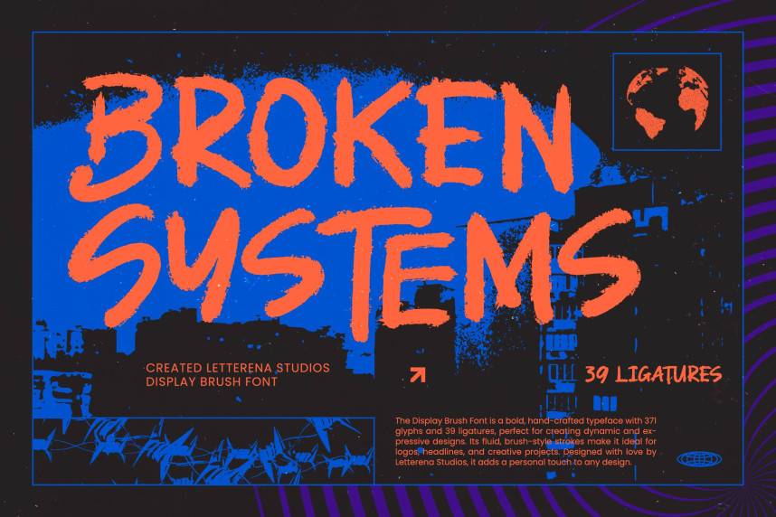 index Broken Systems – Display Brush 花体英文 英文字体免费下载