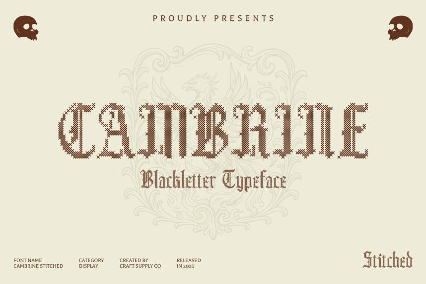 Cambrine Stitched 字体效果展示 Cambrine Stitched 哥特式预览图