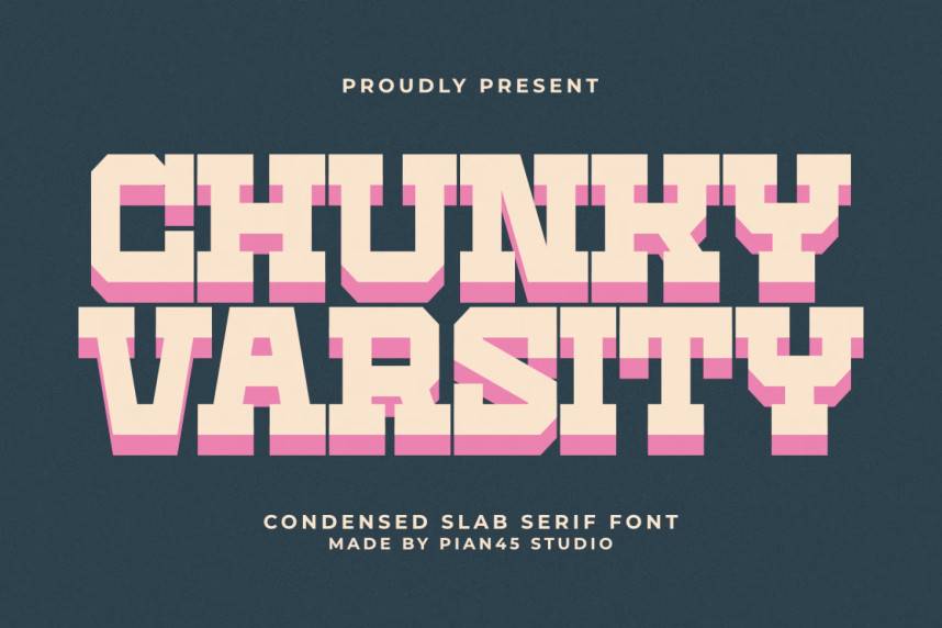 Chunky Varsity – Condensed Slab 衬线字体 英文字体免费下载