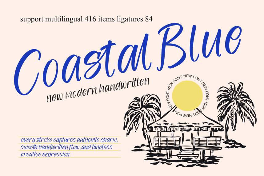 Coastal Blue – New Modern Handwritten 展示字体 英文字体免费下载