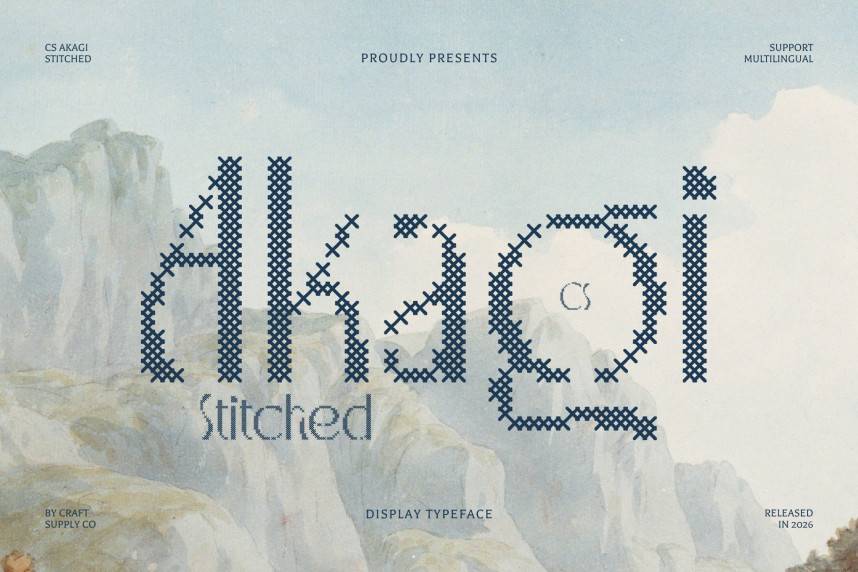 CS Akagi Stitched 字体效果展示 CS Akagi Stitched 展示字体预览图