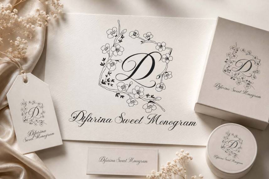 index Difarina Sweet Monogram 英文手写 英文字体免费下载