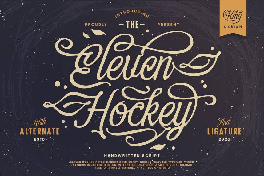 Eleven Hockey 花体英文 英文字体免费下载
