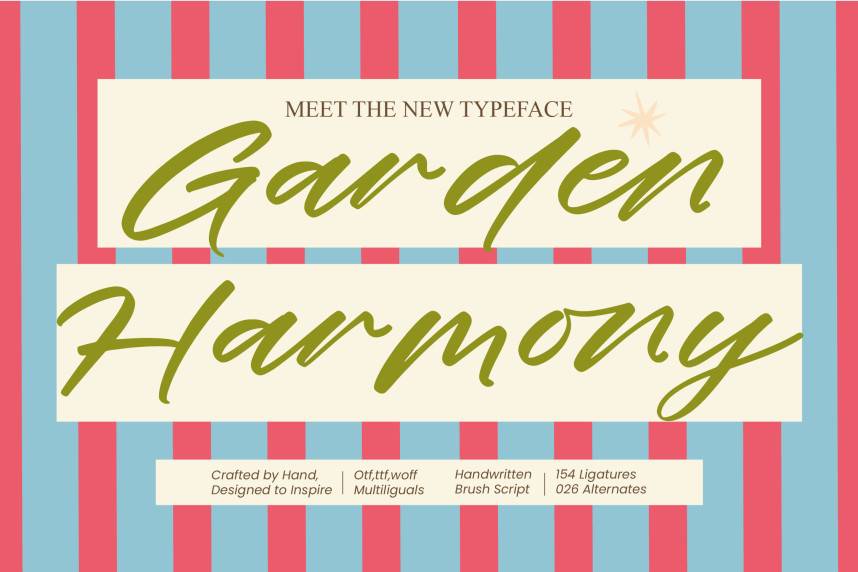 Garden Harmony – Handwritten Brush Script 花体英文 英文字体免费下载