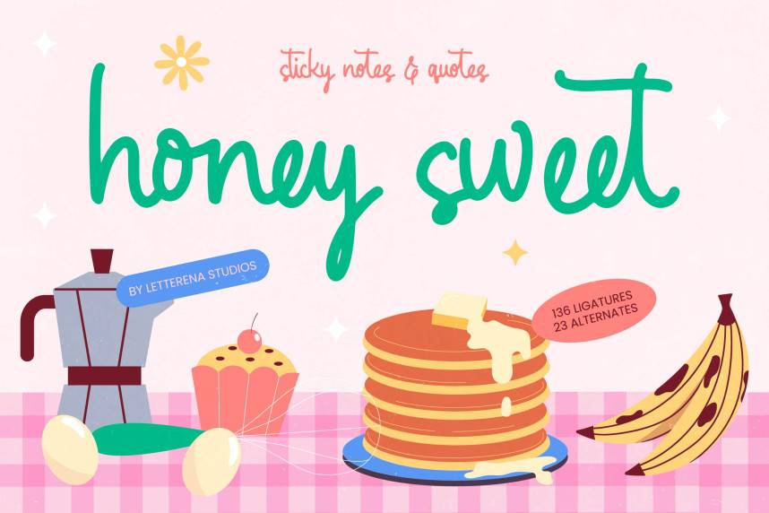 index Honey Sweet – Sticky Notes & Quotes 花体英文 英文字体免费下载