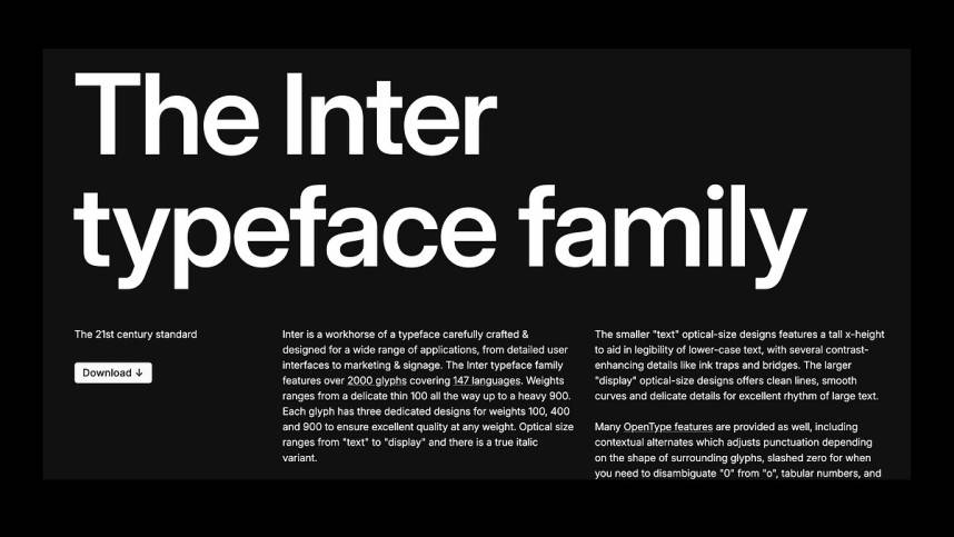 index Inter Font Family 现代无衬线 英文字体免费下载