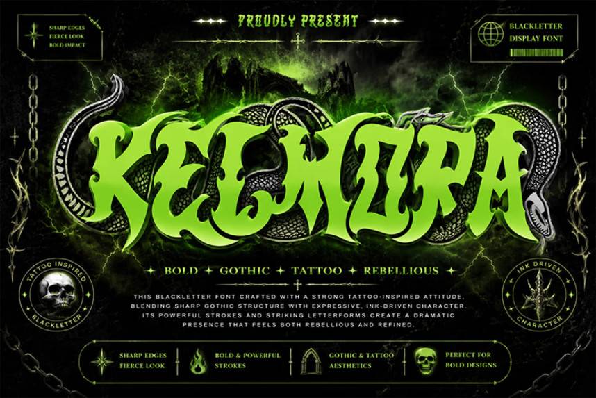 index Kelmora 哥特式 英文字体免费下载