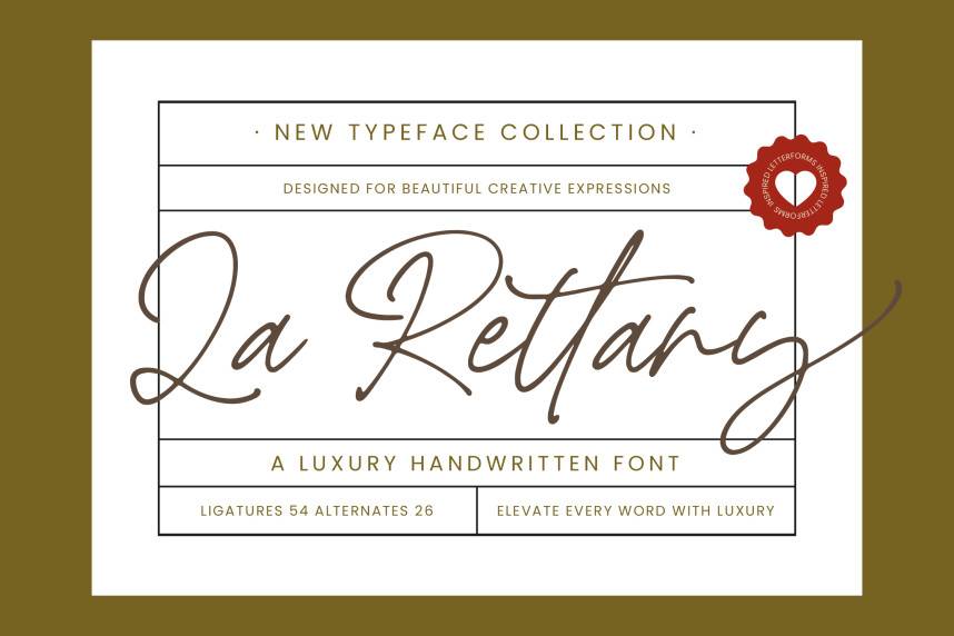 index La Rettany – Luxury Handwritten 英文手写 英文字体免费下载