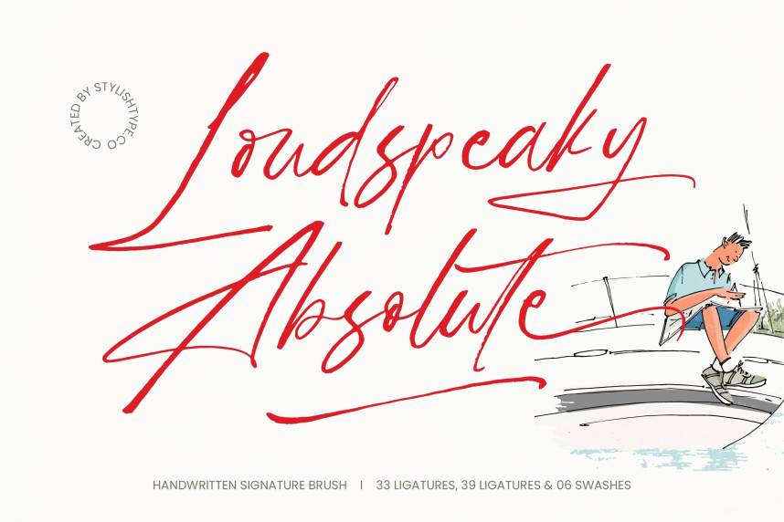 index Loudspeaky Absolute – Handwritten Signature Brush 花体英文 英文字体免费下载