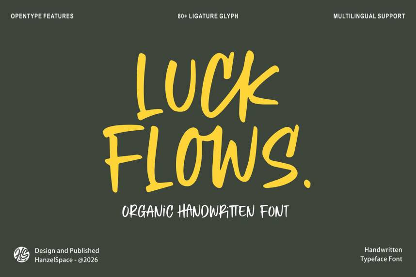 index Luck Flows | Organic Handwritten 英文手写 英文字体免费下载