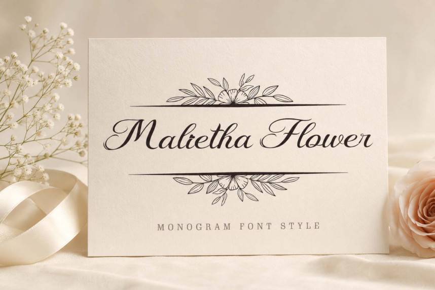 index Malietha Flower Monogram 英文手写 英文字体免费下载