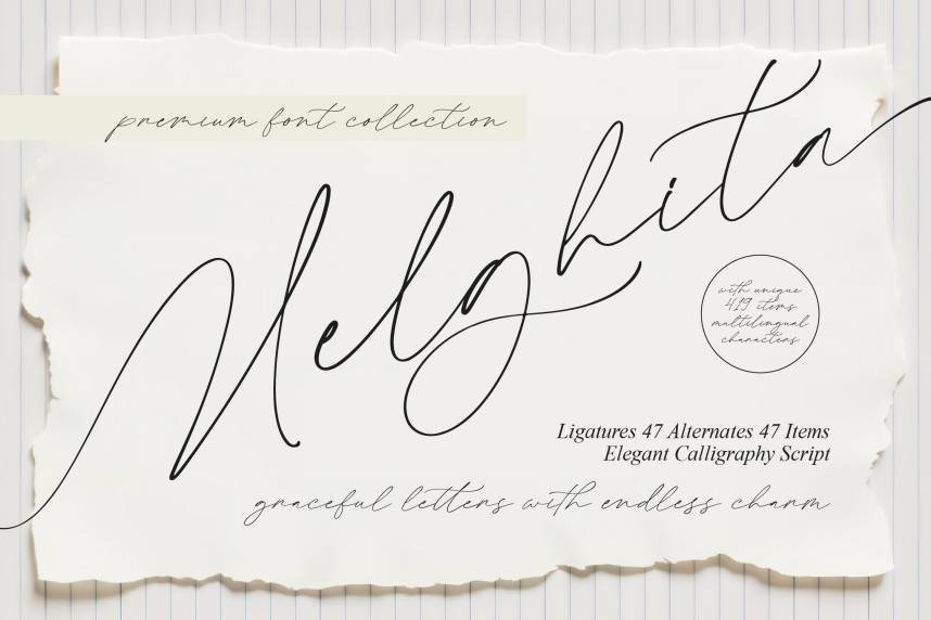 index Melghita – Elegant Calligraphy Script 花体英文 英文字体免费下载