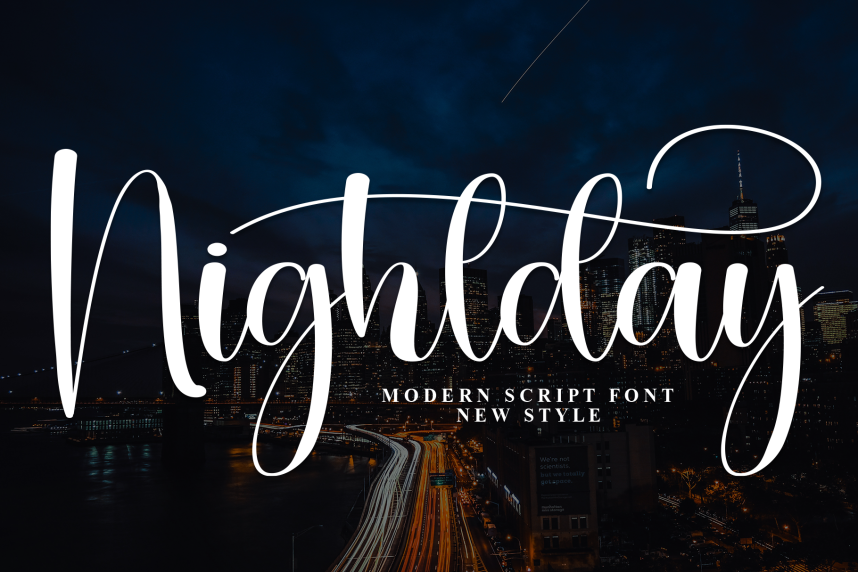 index Nightday Calligraphy Script 英文手写 英文字体免费下载