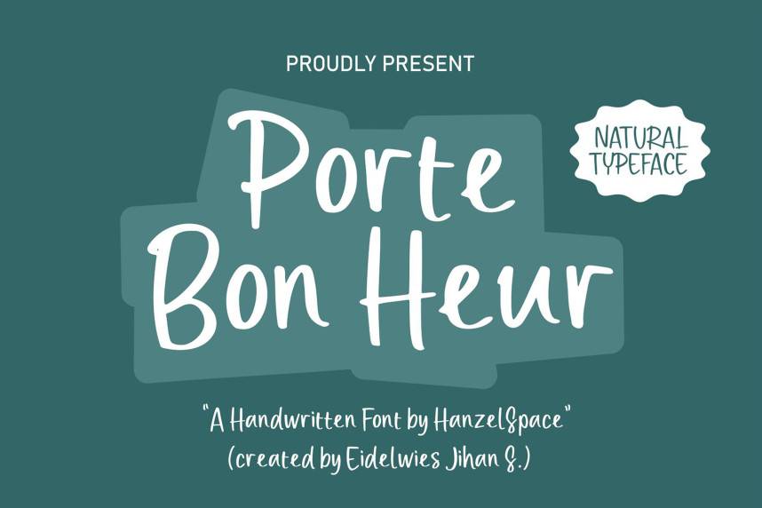 index Porte Bon Heur – A Handwritten 英文手写 英文字体免费下载
