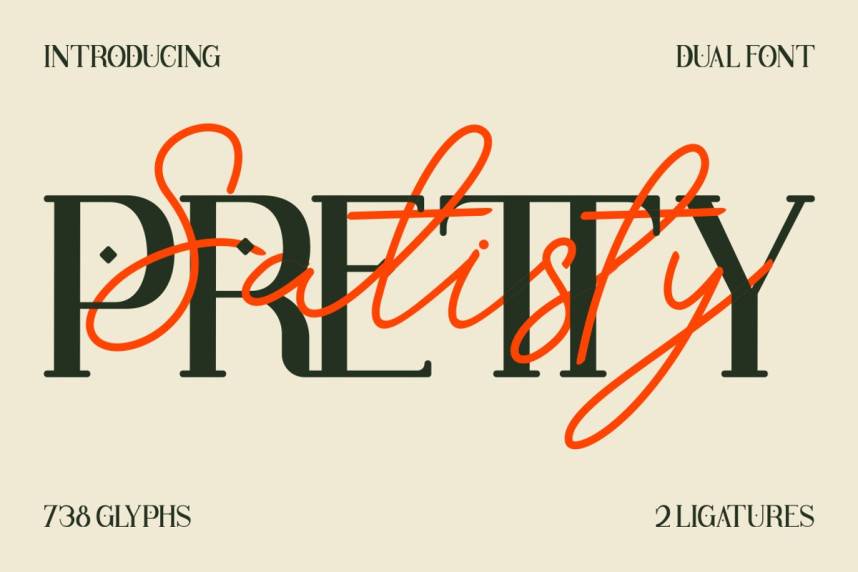 index Pretty Satisfy Font Duo 英文手写 英文字体免费下载