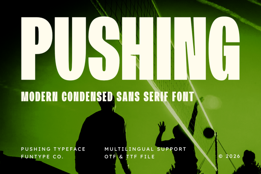Pushing 现代无衬线 英文字体免费下载