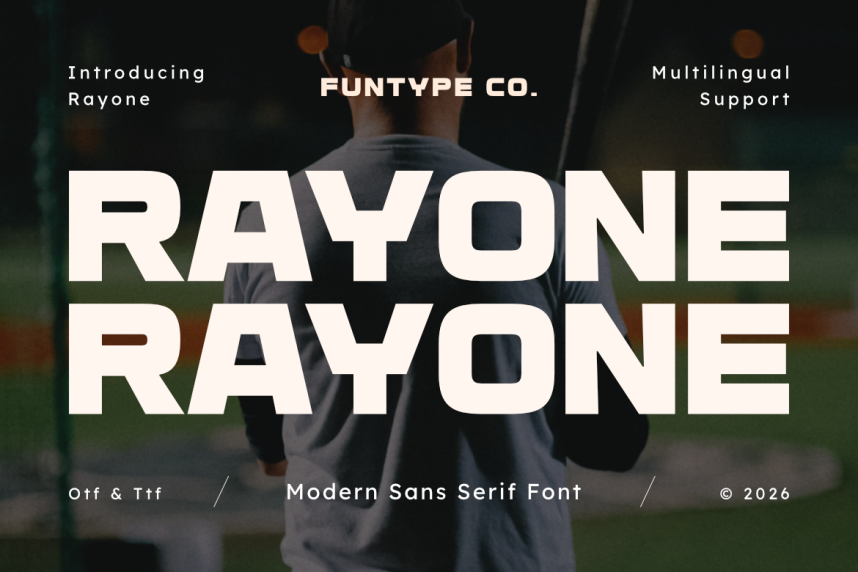 Rayone 展示字体 英文字体免费下载