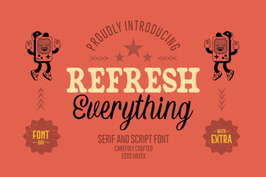 index Refresh Everything 英文手写 英文字体免费下载