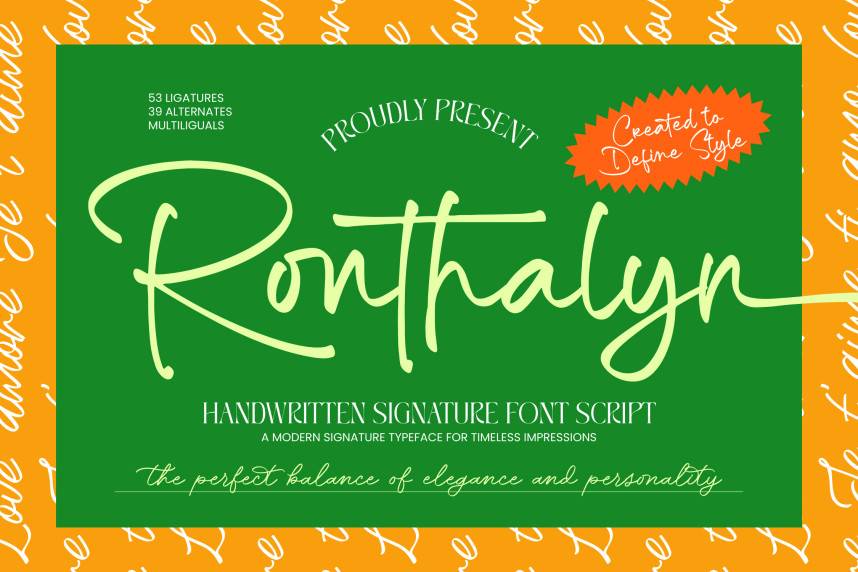 Ronthalyn – Handwritten Signature 花体英文 英文字体免费下载